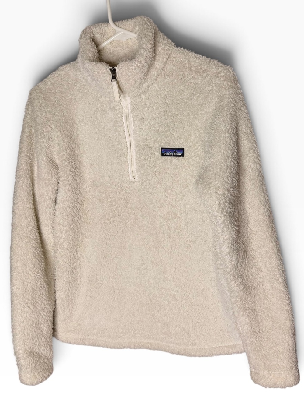 Patagonia Womens Los Gatos Quarter Zip High Pile Fleece Size Small Ivory